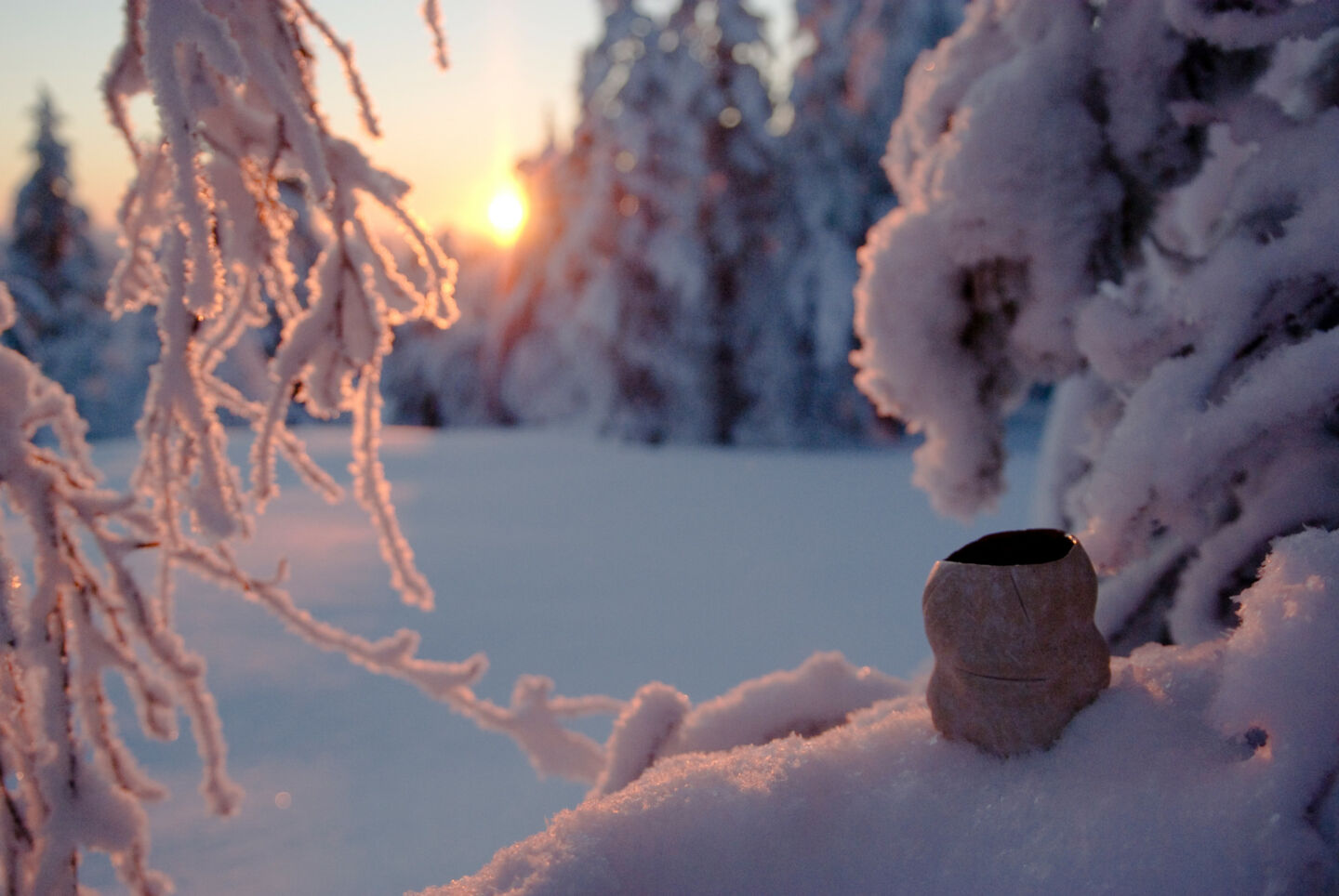 Ceramics in nature in winter in Posio, Finland