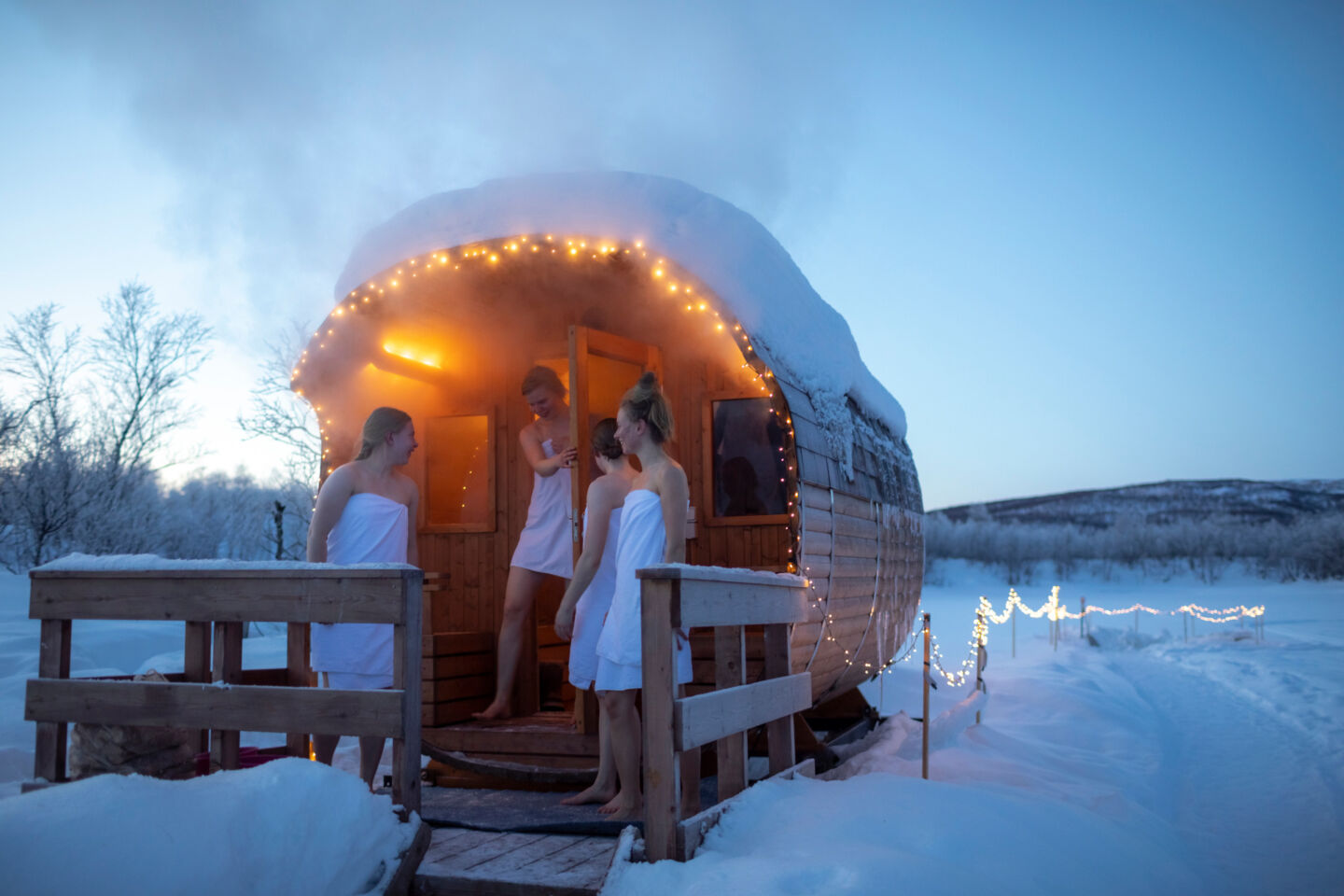 Sauna in winter in Utsjoki, Finland