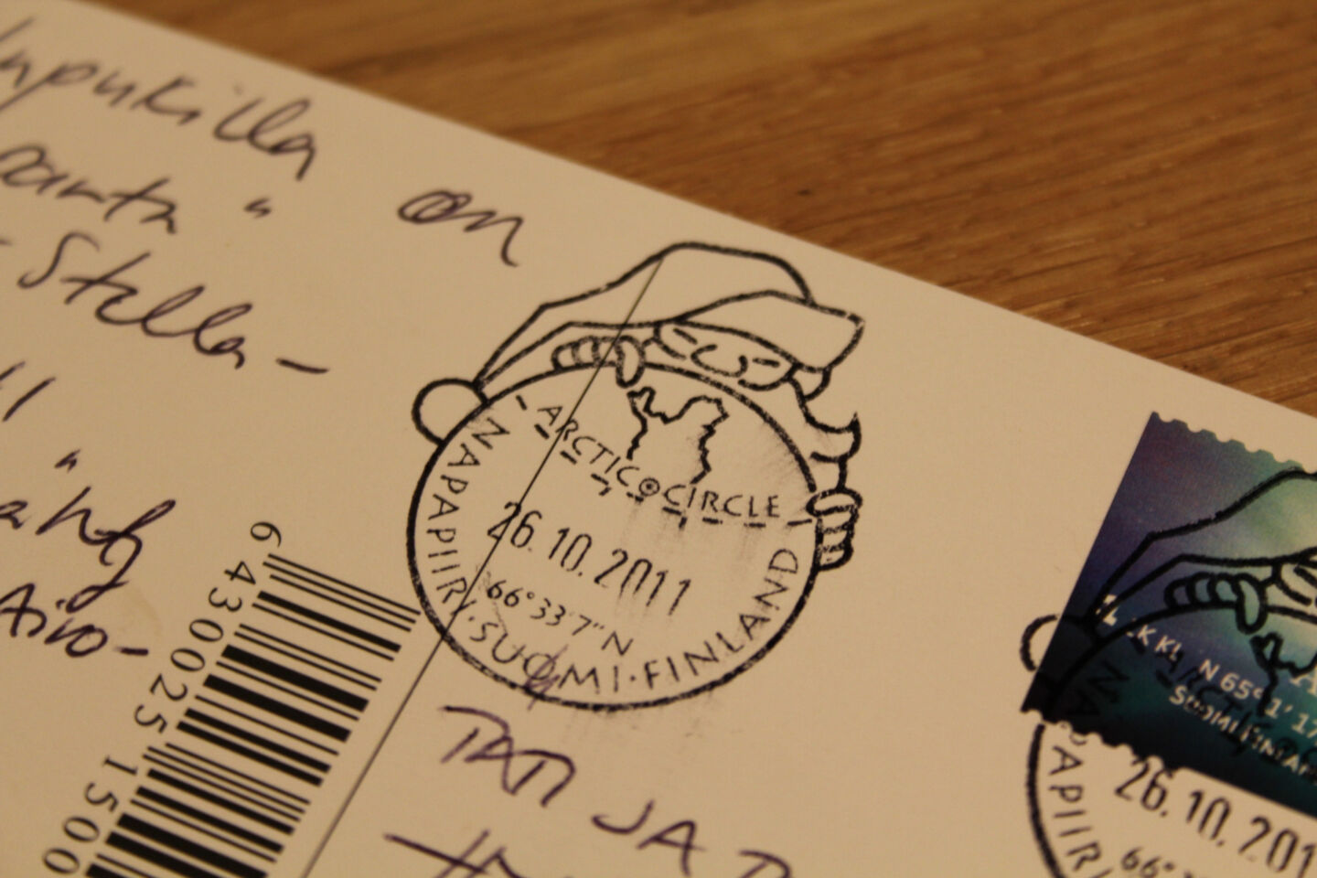 The official Arctic Circle stamp, available only from the Santa Claus Main Post Office at Santa Claus Village in Rovaniemi, Finland
