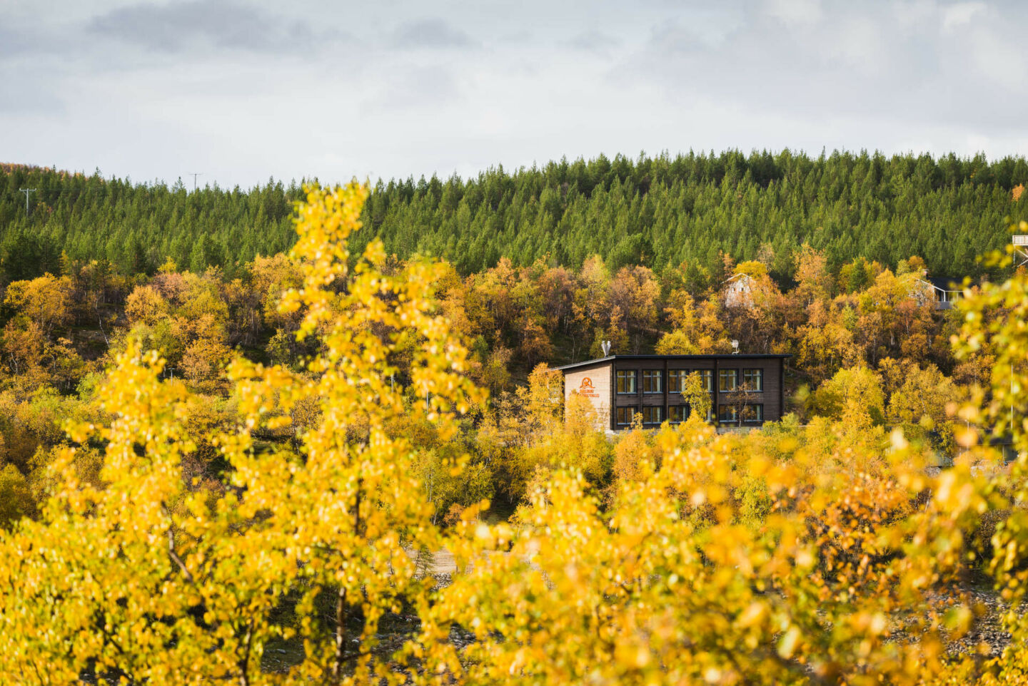 Hotel in autumn in Utsjoki, Finland