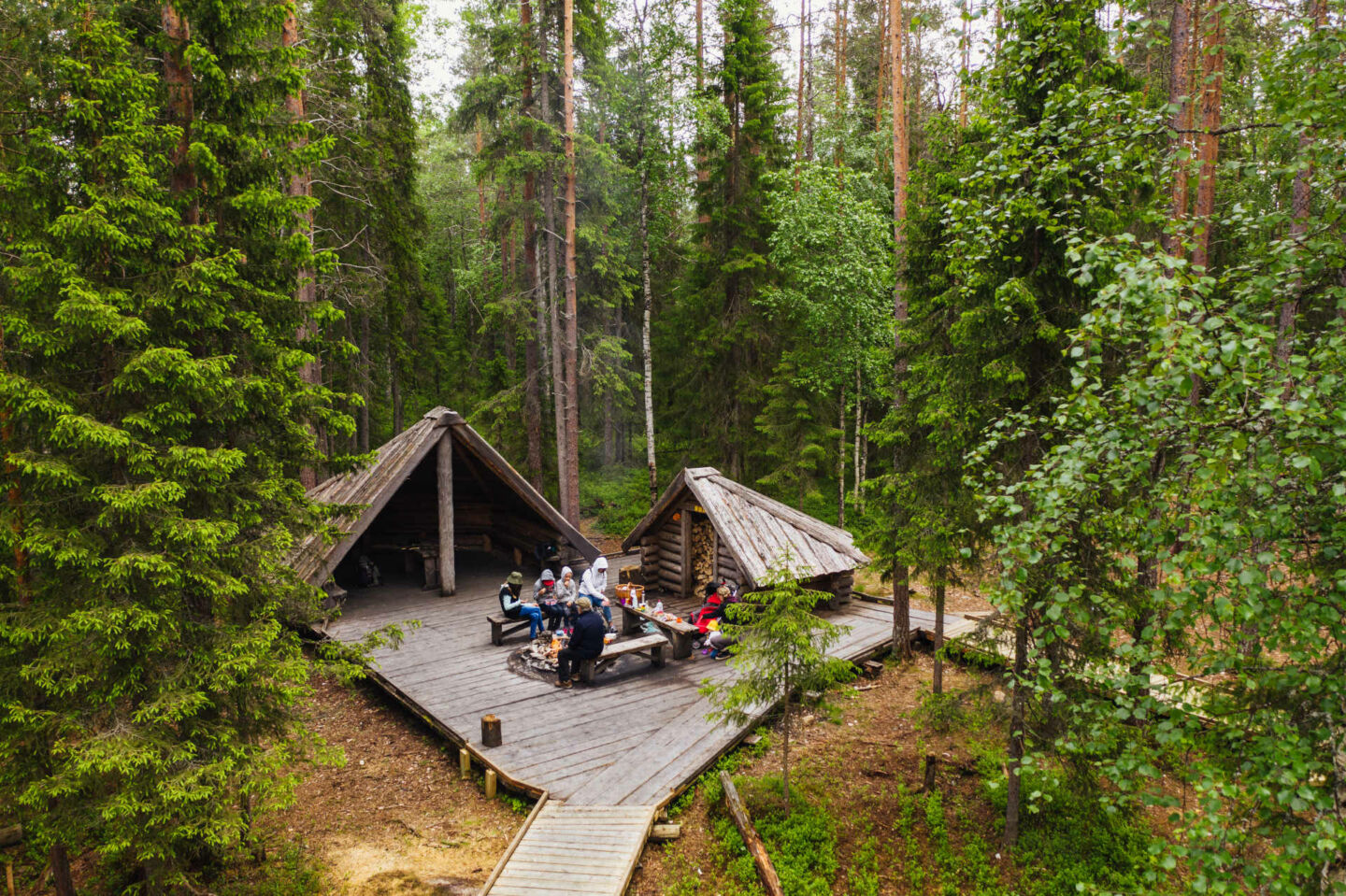 Campfire area at the Arctic Circle Hiking Area in Rovaniemi, Finland