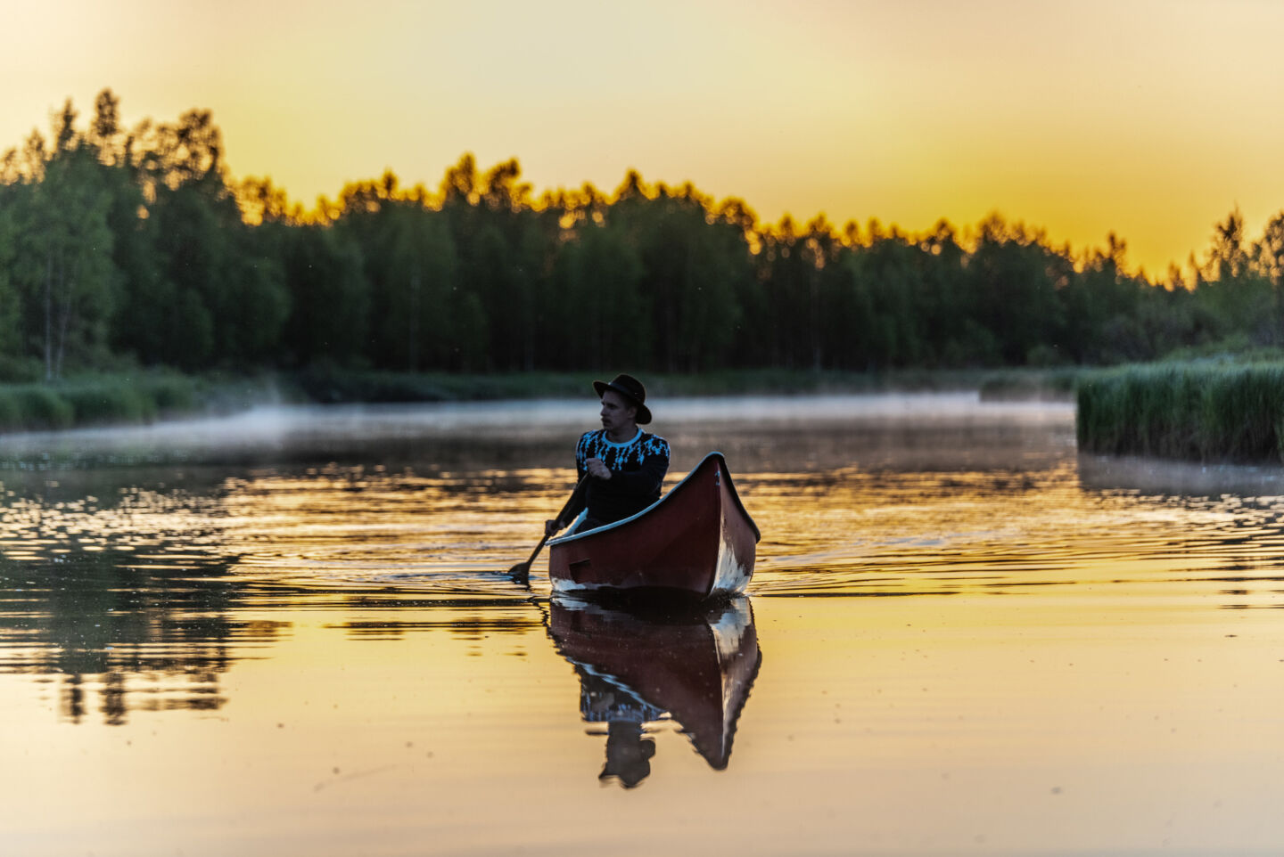 Canoeing in summer in Ranua, Finland