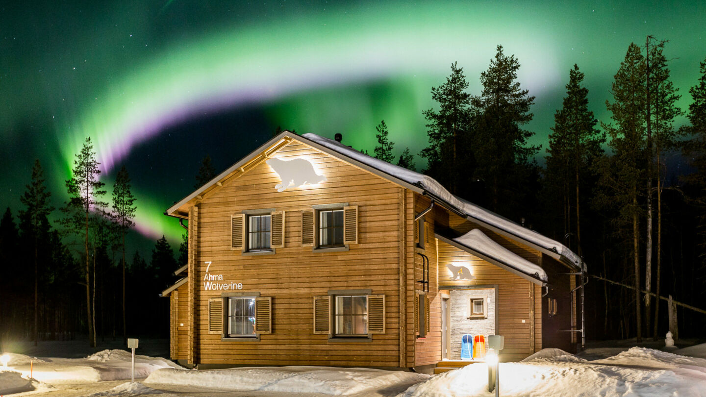 Northern Lights over Gulo Gulo accommodation in Ranua, Finland