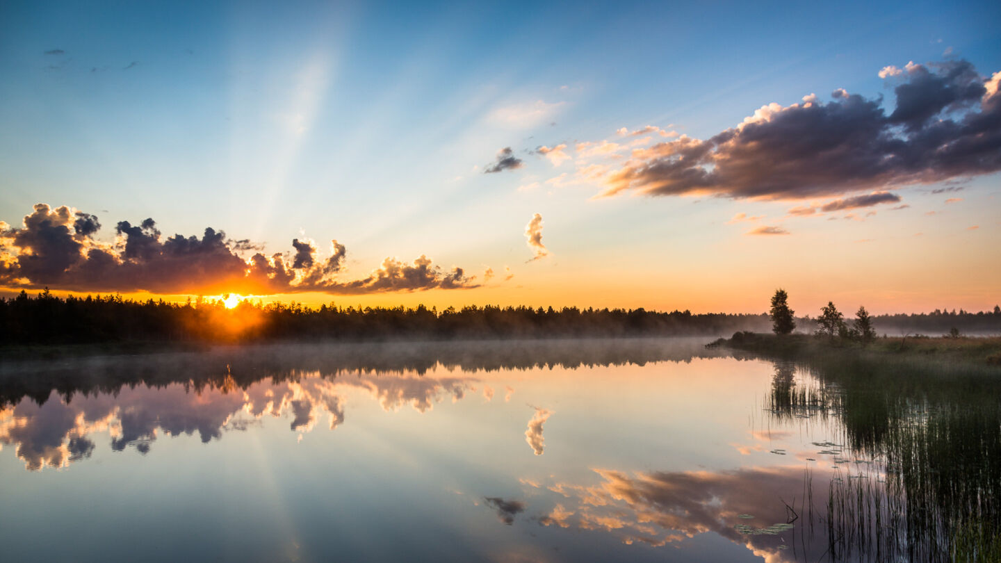 The summer sun sets in Ranua, Finland
