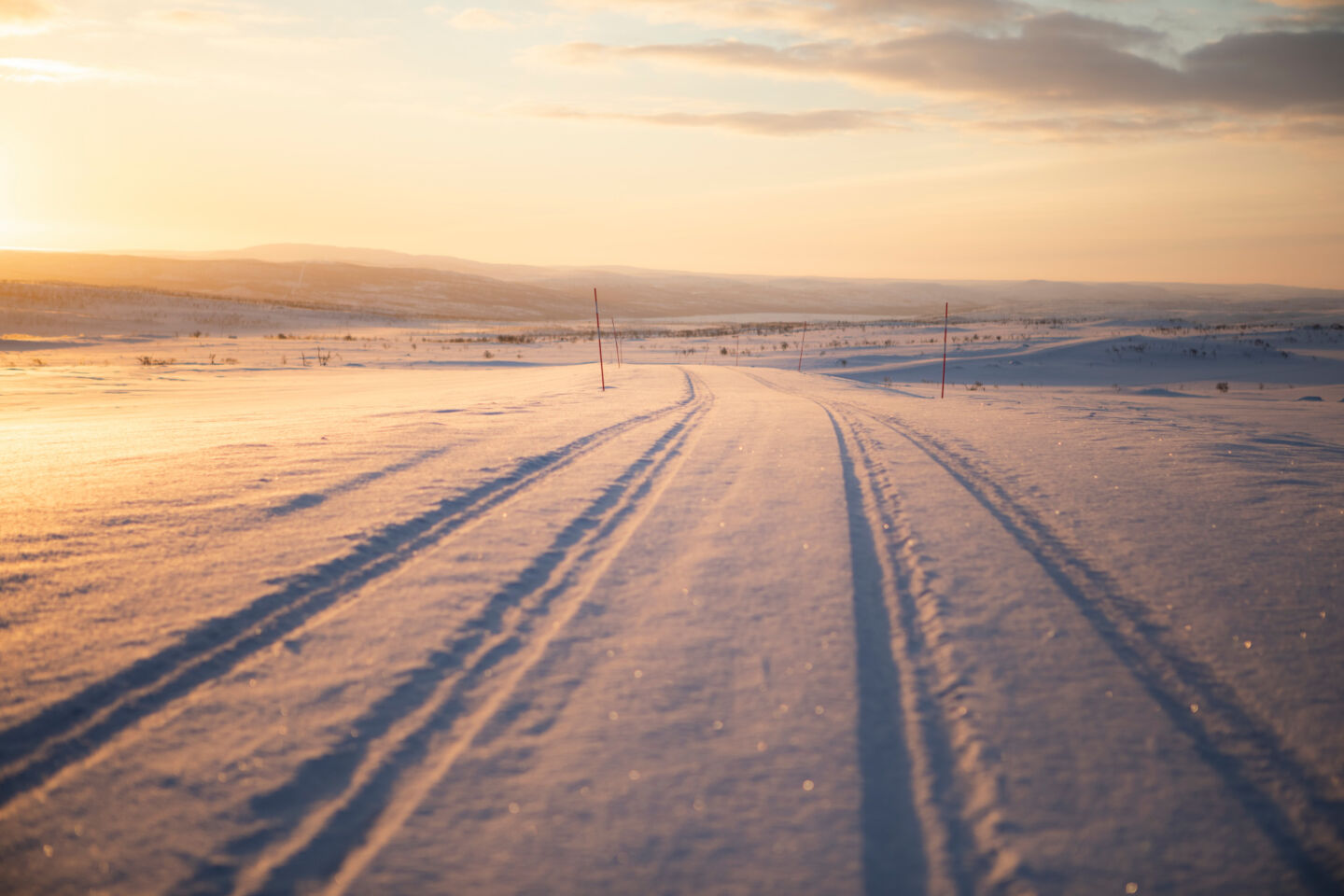 Snowmobile tracks in Utsjoki, Finland