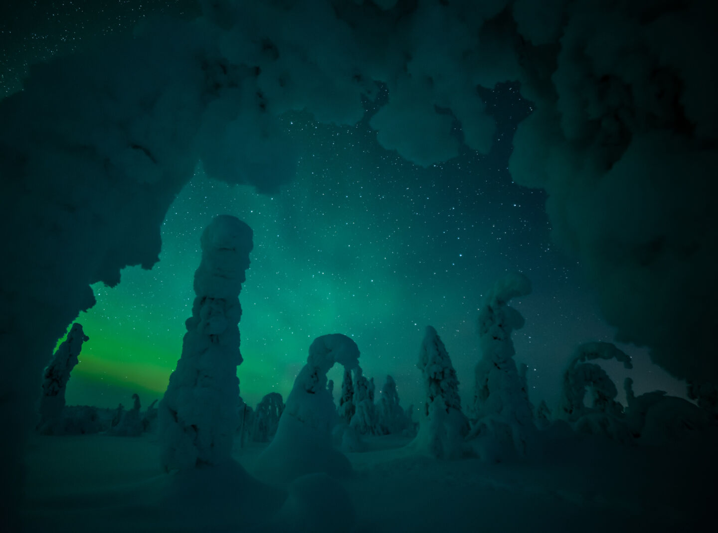 Northern Lights over Posio, a wilderness film location in Finnish Lapland
