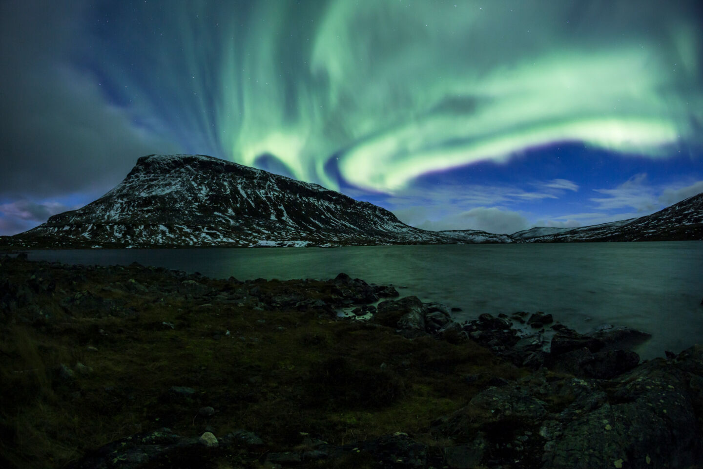 Northern Lights over Kilpisjärvi, a wilderness film location in Finnish Lapland