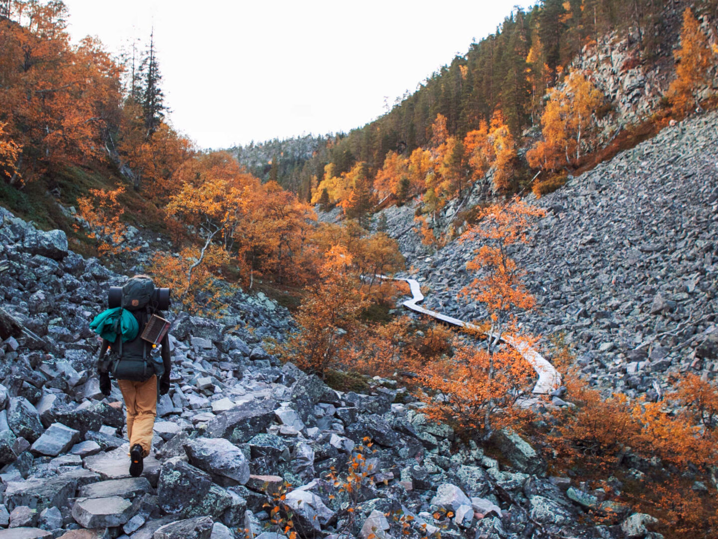 Hiking in autumn in Pyhä, Finland