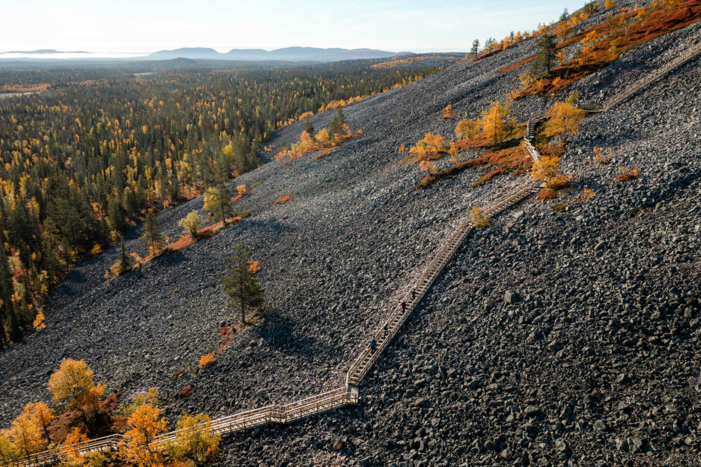 The wooden walkway over the stone field in Pyhä-Luosto, a Lapland filming location