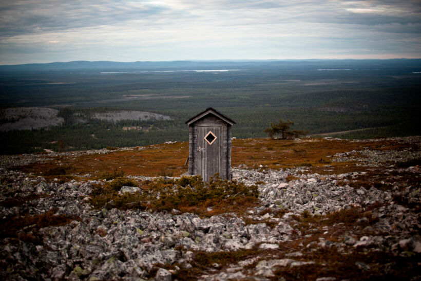 A lonely building atop a stone field in Sodankylä, a Lapland filming location