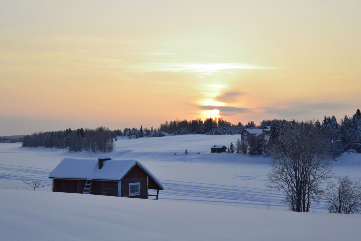 A snowy day in winter in Savukoski, a Finnish Lapland filming location