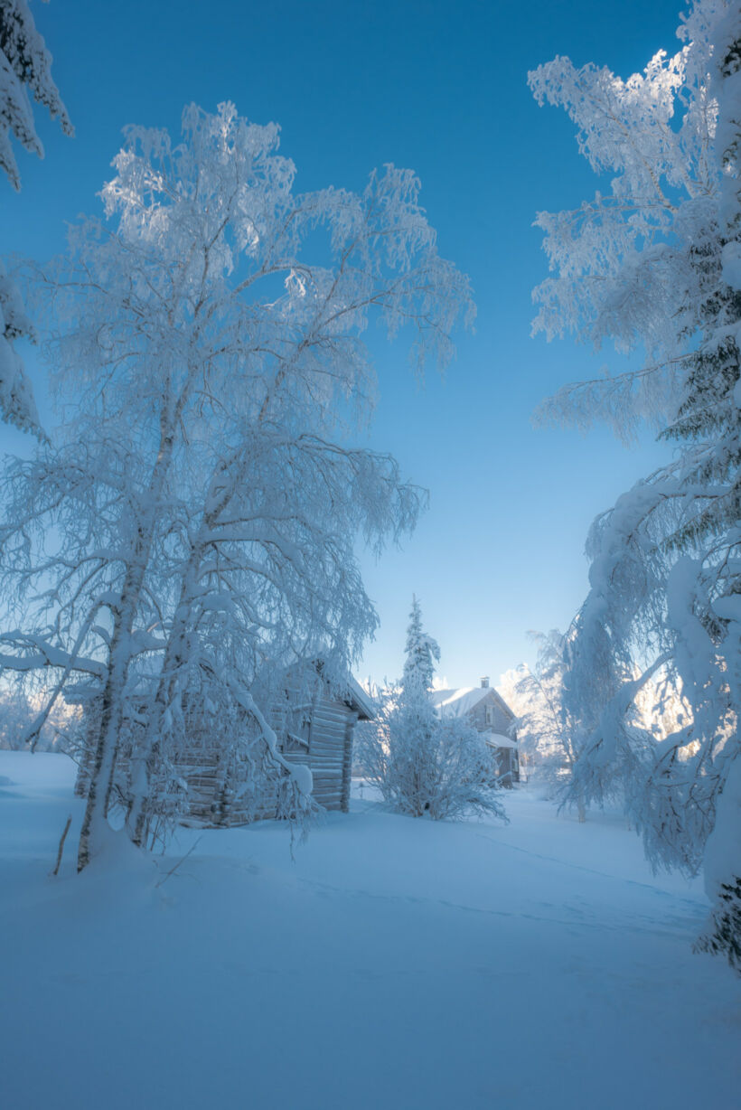 A stunning winter day at Hervanvaara in Ranua, a Finnish Lapland filming location