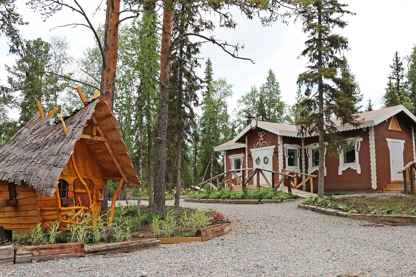 Elves' Hideaway Village in summer in Kittilä, Finland