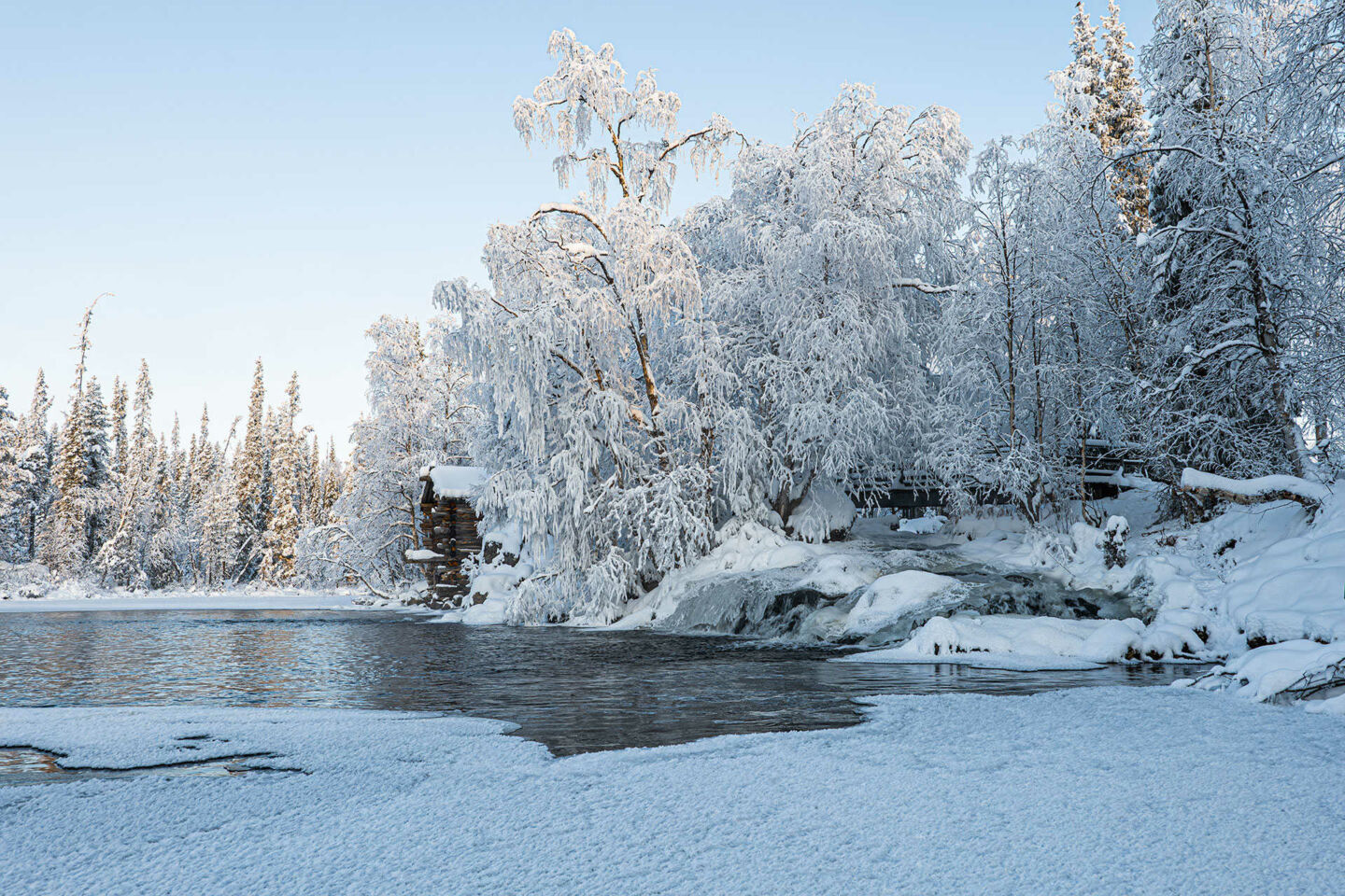 A frozen river in Muonio, a Finnish Lapland filming location