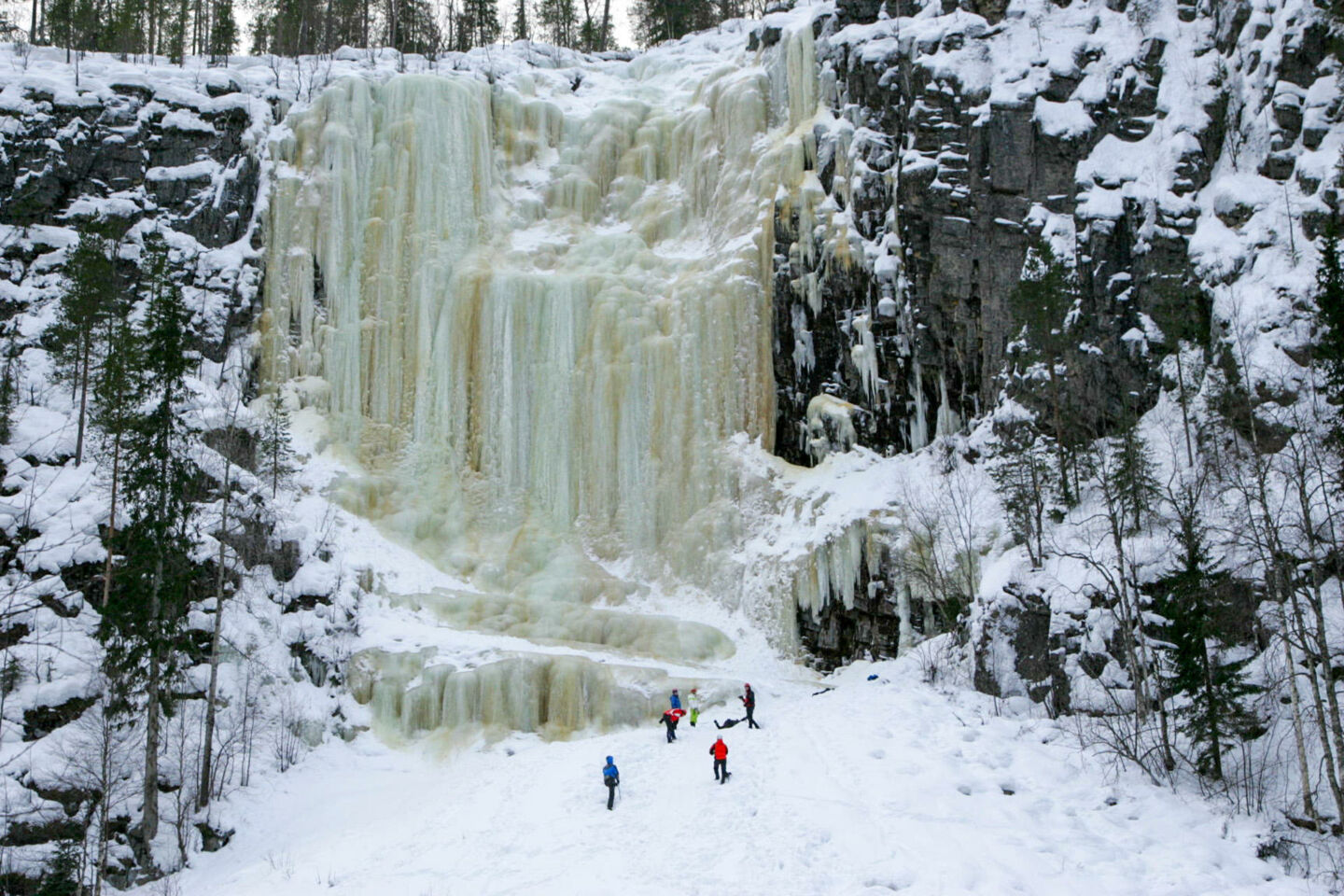 The frozen waterfall in Posio, a Finnish Lapland filming location
