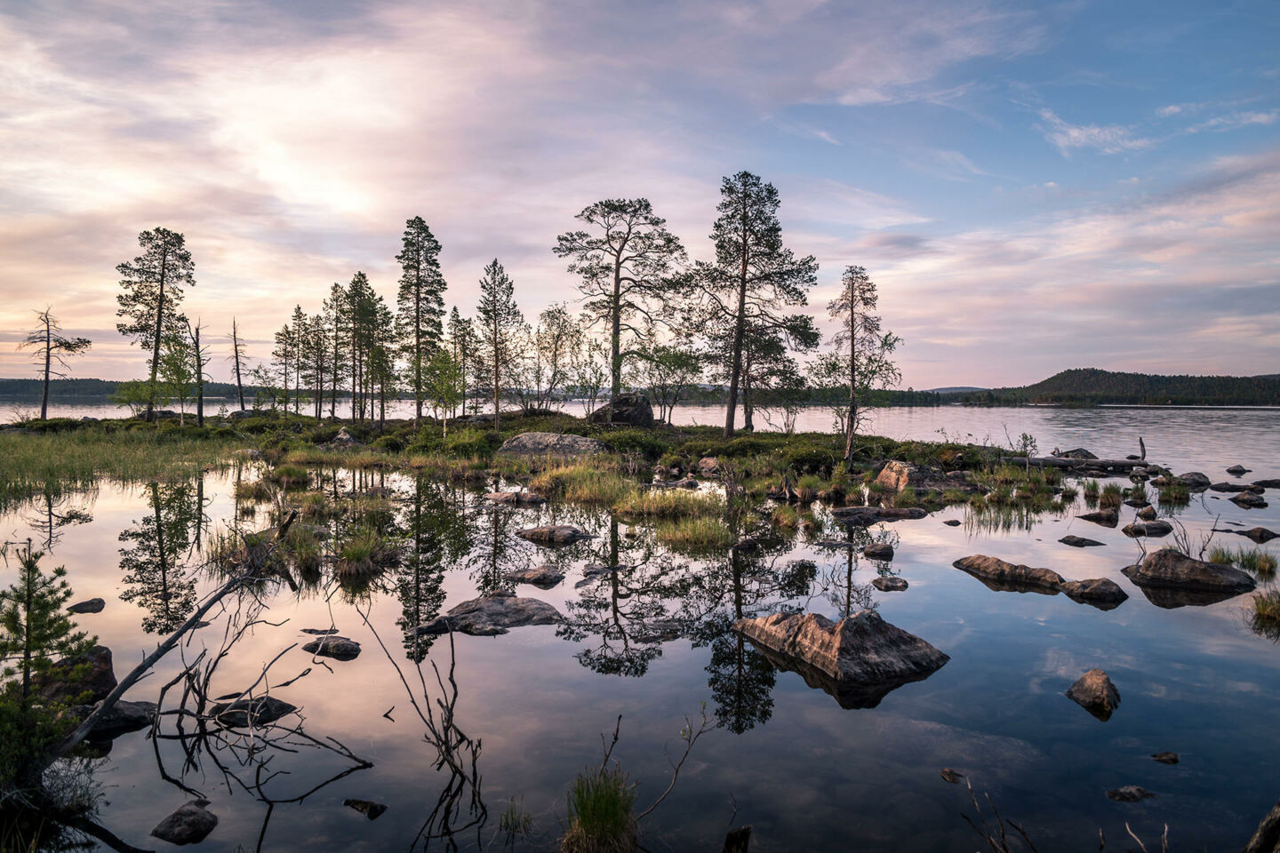 A summer day on the lake in Inari, Finland