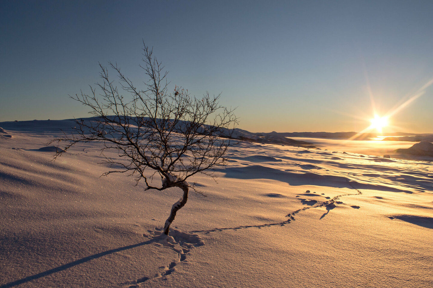 Sunshine on the snow in Enontekiö, a Finnish Lapland filming location