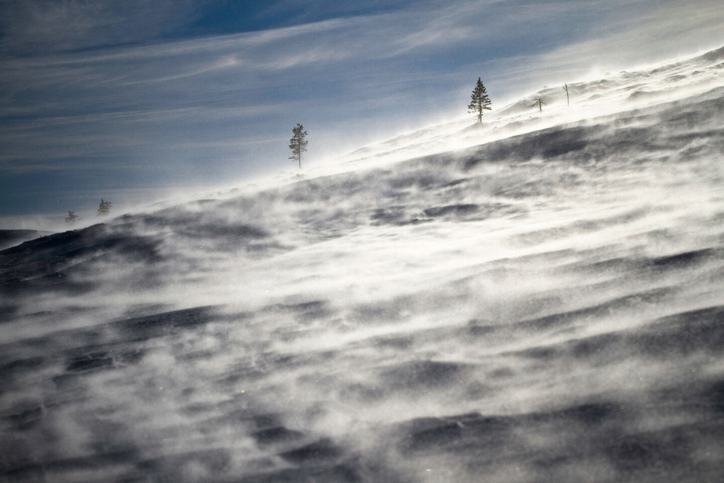 A snowstrm on the hillside in Muonio, a Finnish Lapland filming location