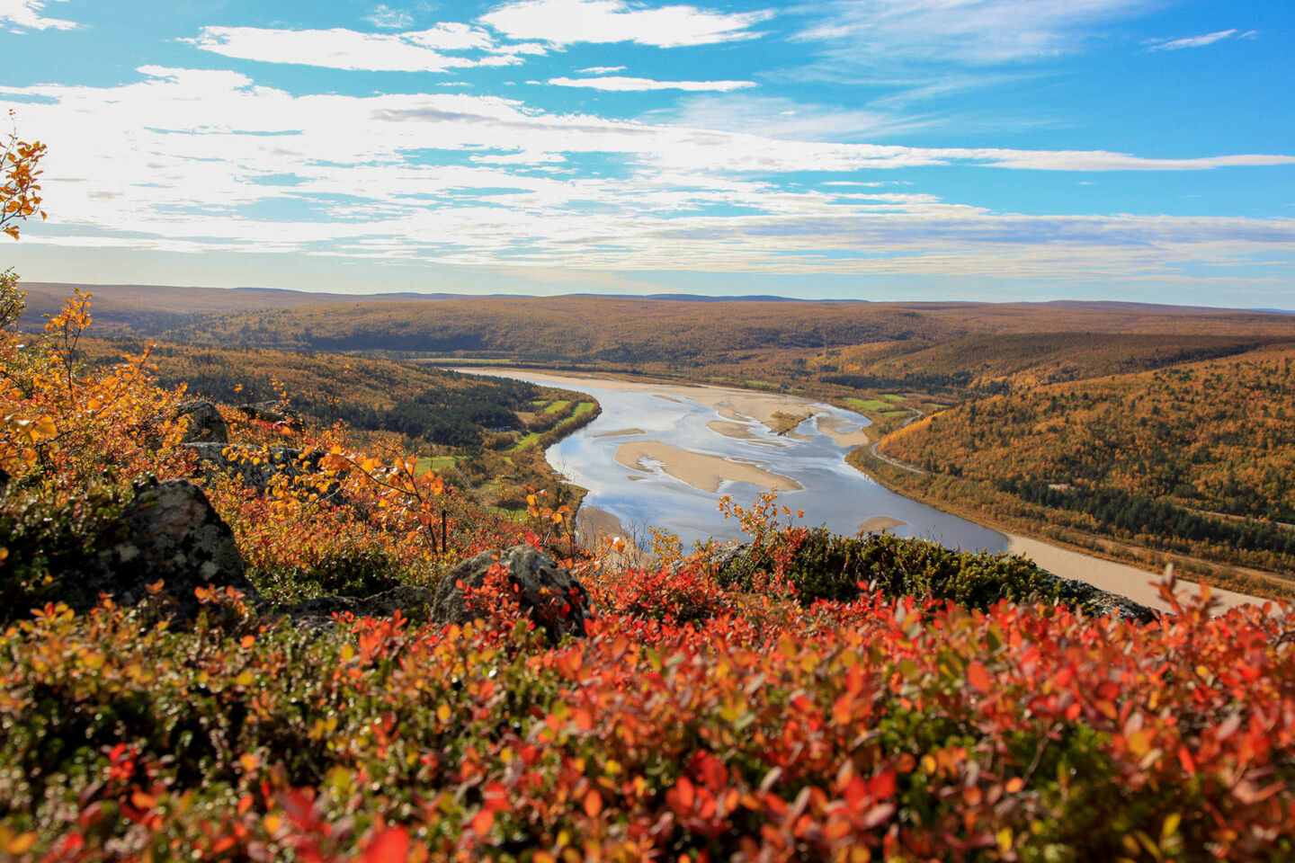 Autumn colors and a tundra river valley in Utsjoki, a Finnish Lapland filming location