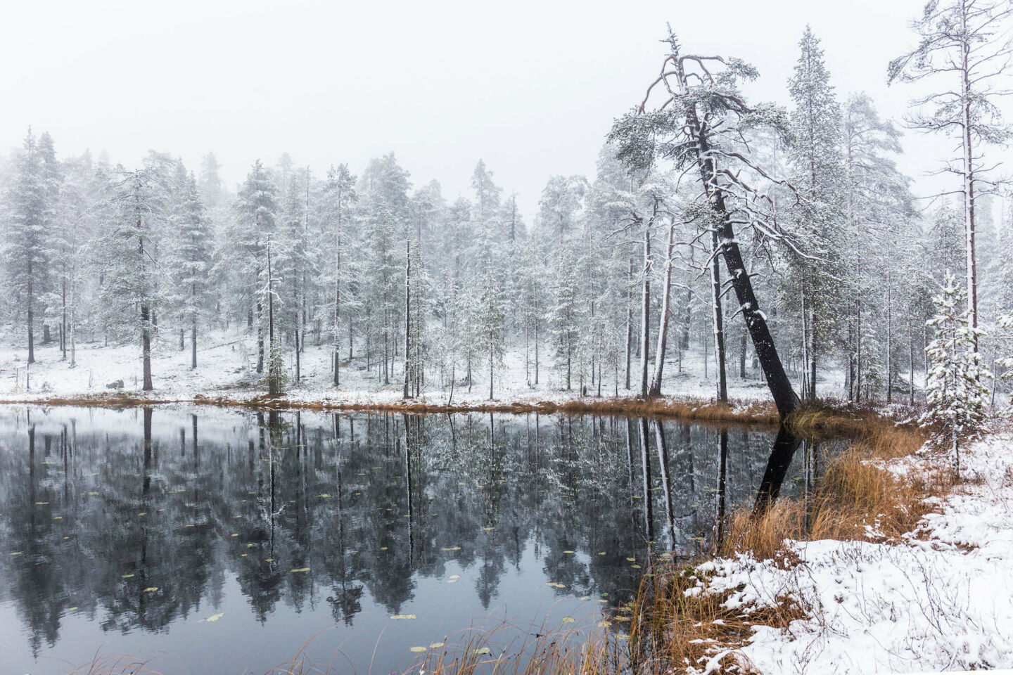 A winter pond in Pelkosenniemi, a filming location in Finnish Lapland