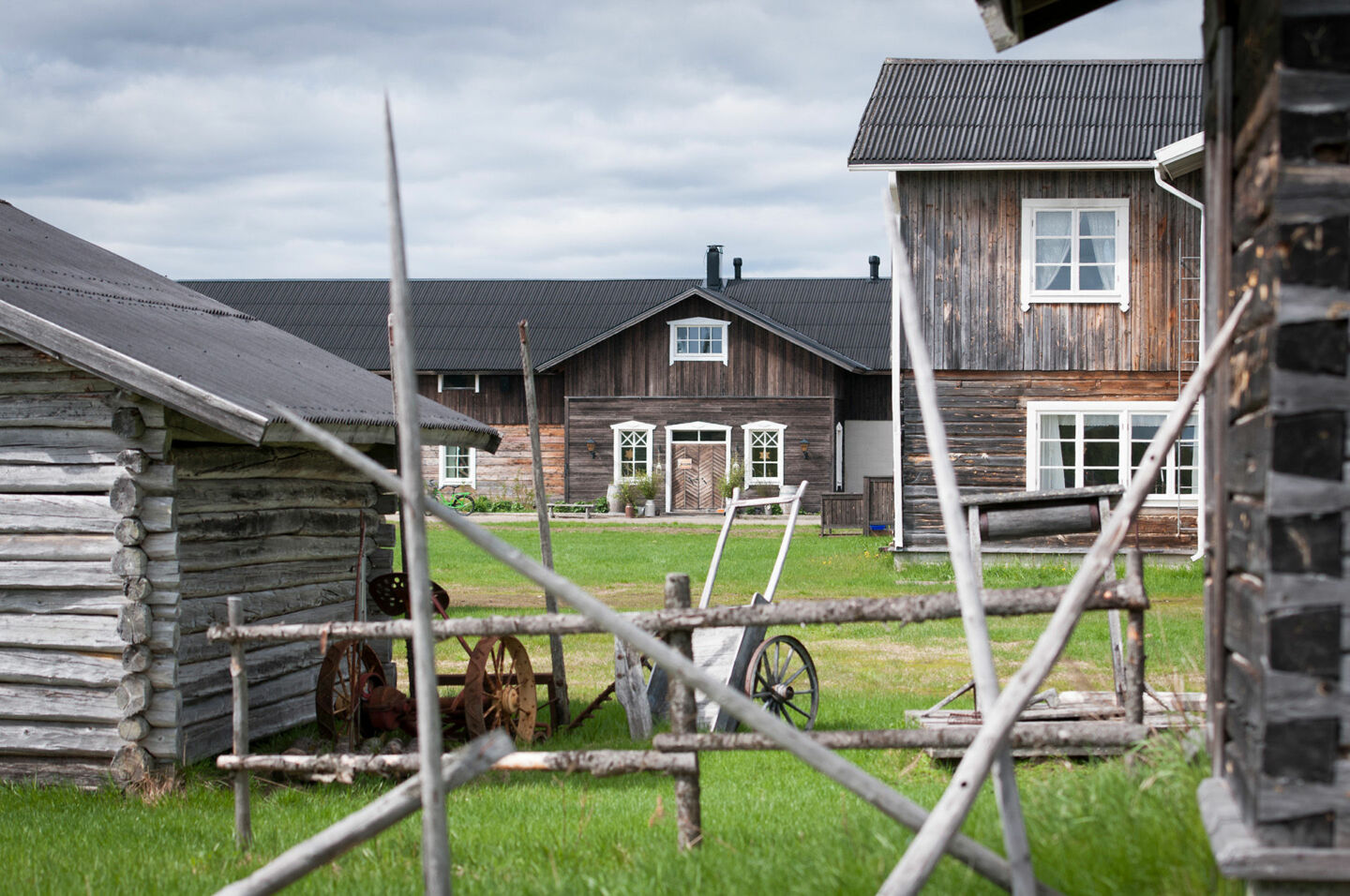 Historic buildings in the countryside in film location Kittilä, Finland