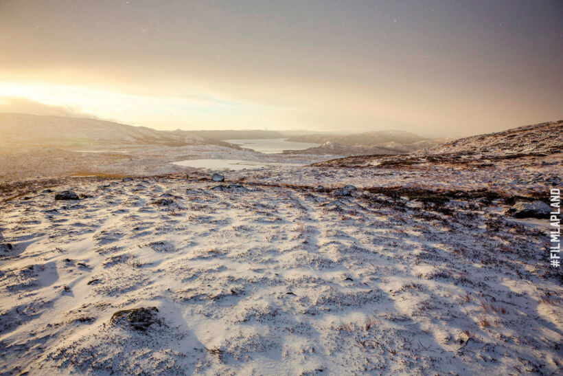 Sunset over the snowy wilderness in Kilpisjärvi, a Finnish Lapland filming location