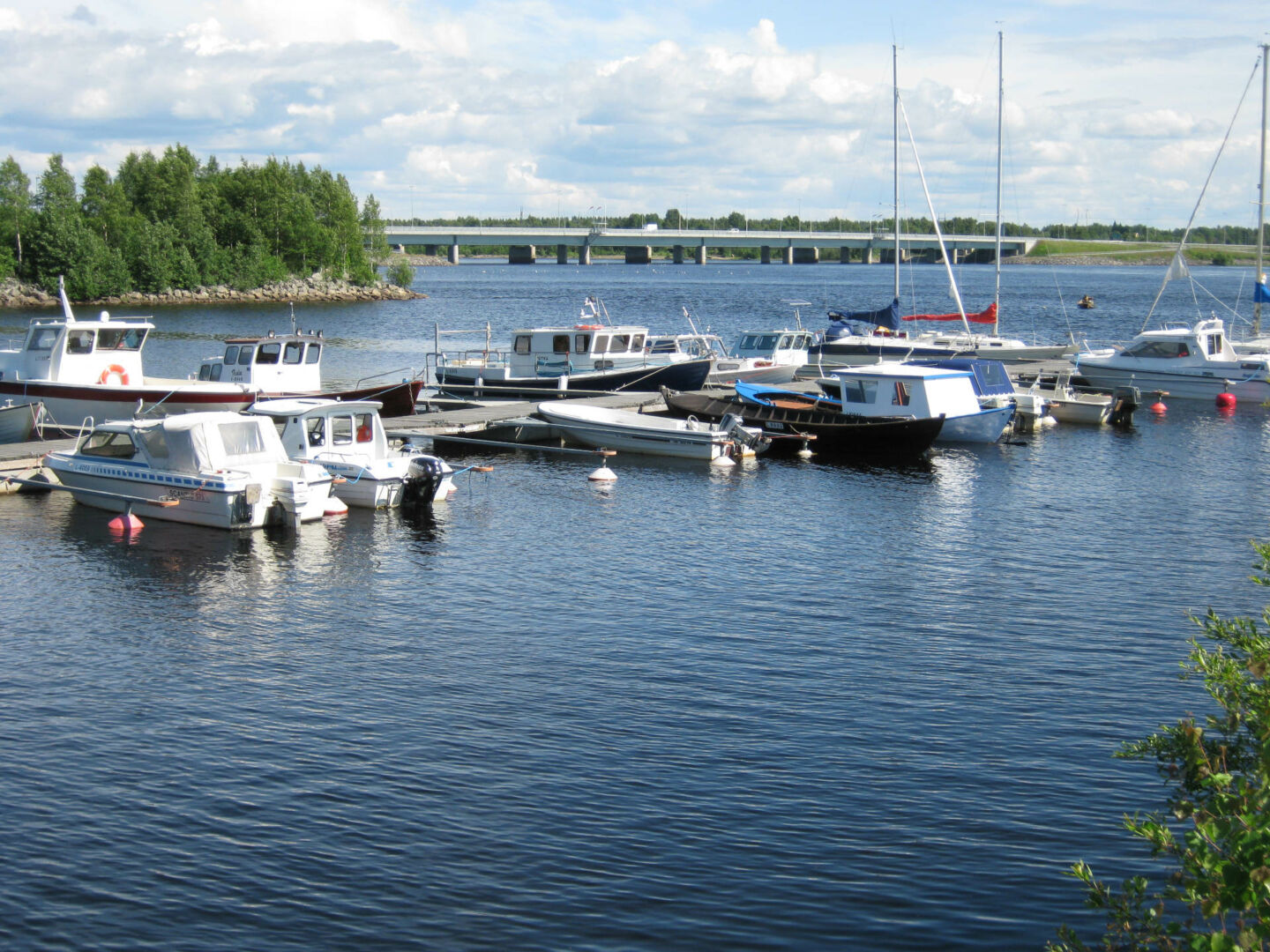 The inner harbor of Keminmaa, Finland, in retro and rural Sea Lapland