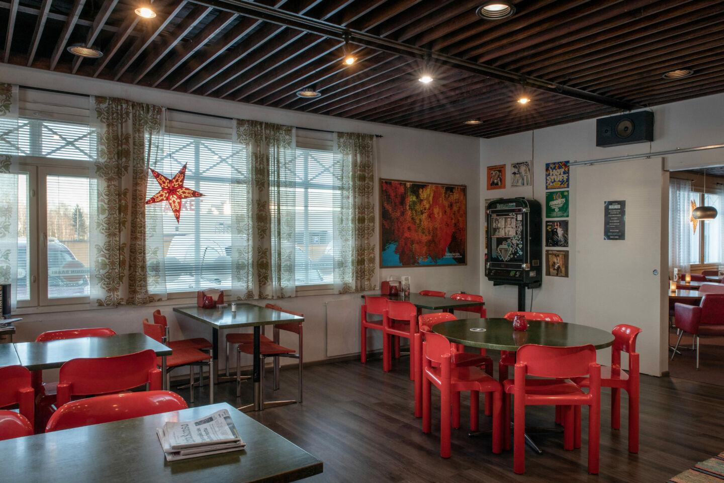 The retro interior of the Union Bar in Retro Motel Käpylä in Keminmaa, a Finnish Lapland filming location