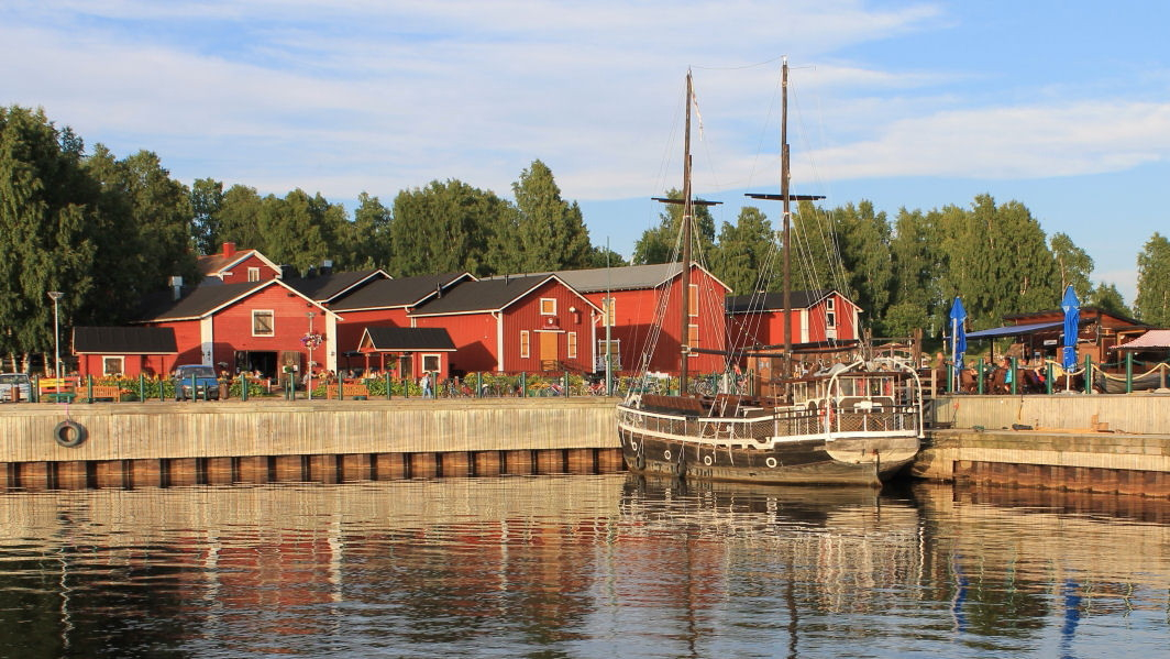 A ship docks near the Old Inner Harbor in Kemi, a Finnish Lapland filming location