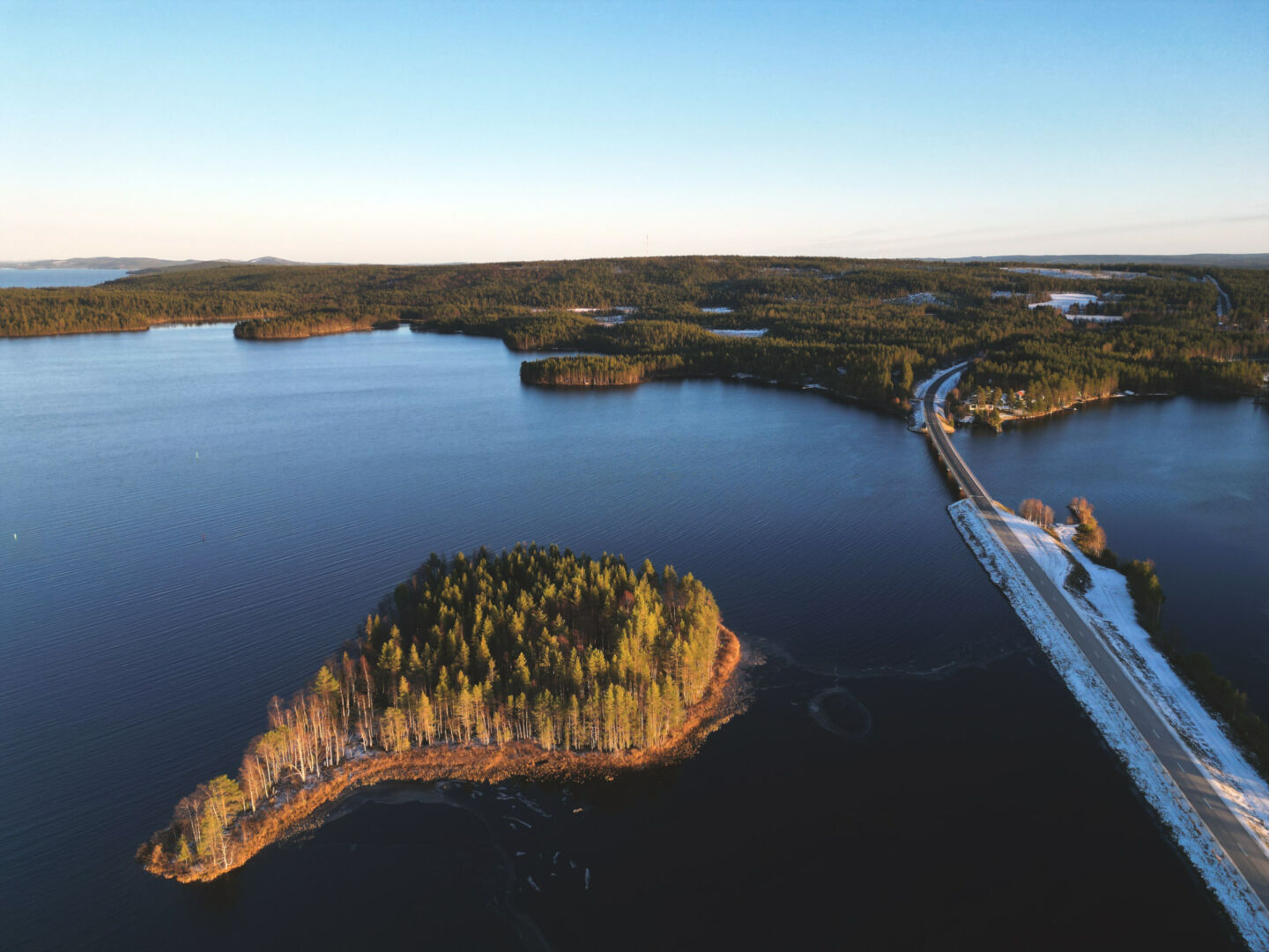 An island and lake in Posio, a Finnish Lapland filming location