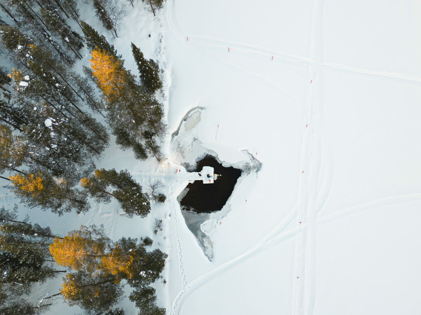 An ice-swimming hole in Posio, a Finnish Lapland filming location