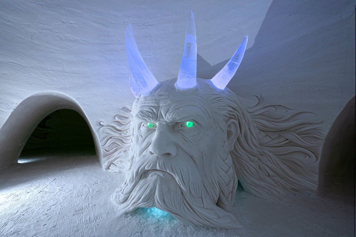 A king of ice and snow at the Lapland Hotels Snowvillage, a Finnish Lapland filming location