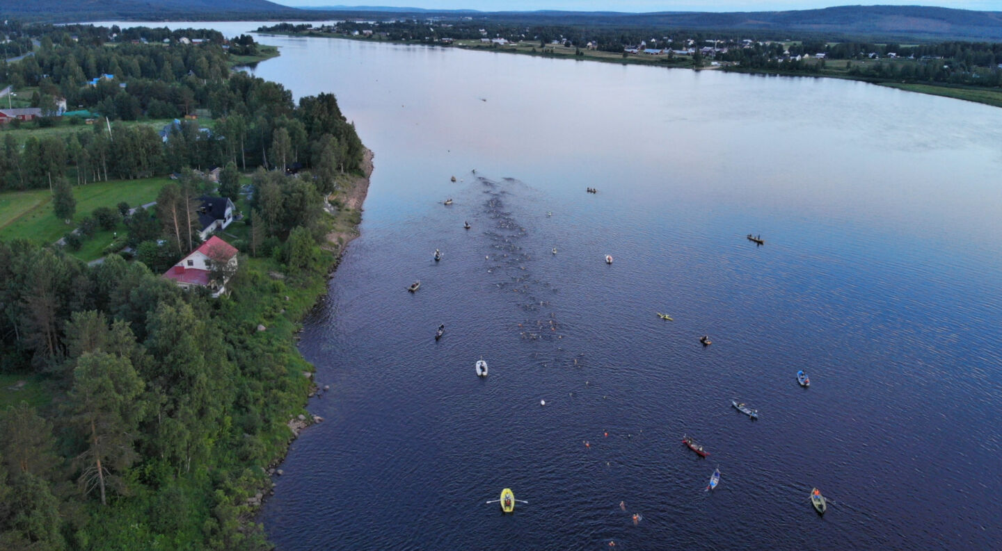 A swimming event in Pello, a Finnish Lapland filming location